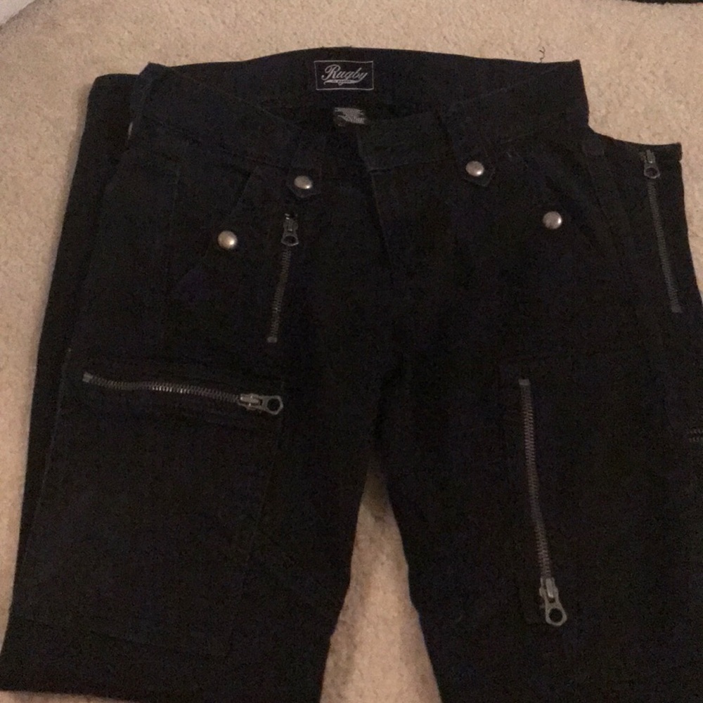 Rugby RL brand black zipper/ biker woman’s jeans